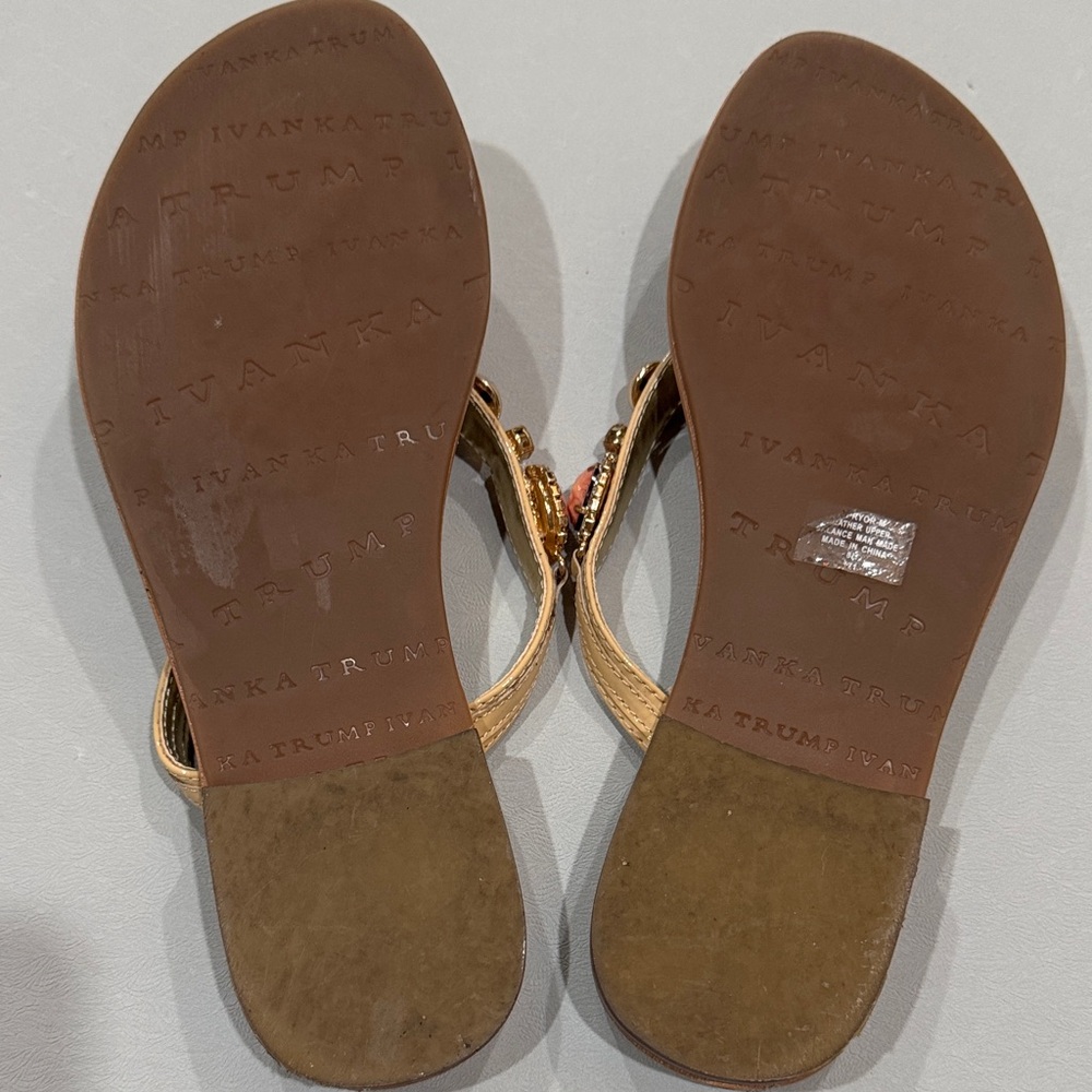 Gold and Coral Embellished Sandals - Picture 4 of 5